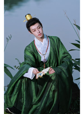 惜物国风明制交领传统汉服如意四合云纹暗花纱大袖道袍男女基础款