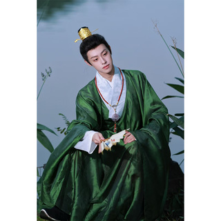 惜物国风明制交领传统汉服如意四合云纹暗花纱大袖道袍男女基础款