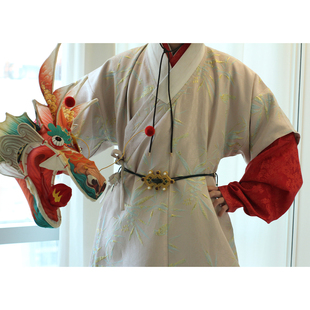 惜物国风 明制汉服织金竹叶暗纹提花日常款明代初期打褶窄袖搭护