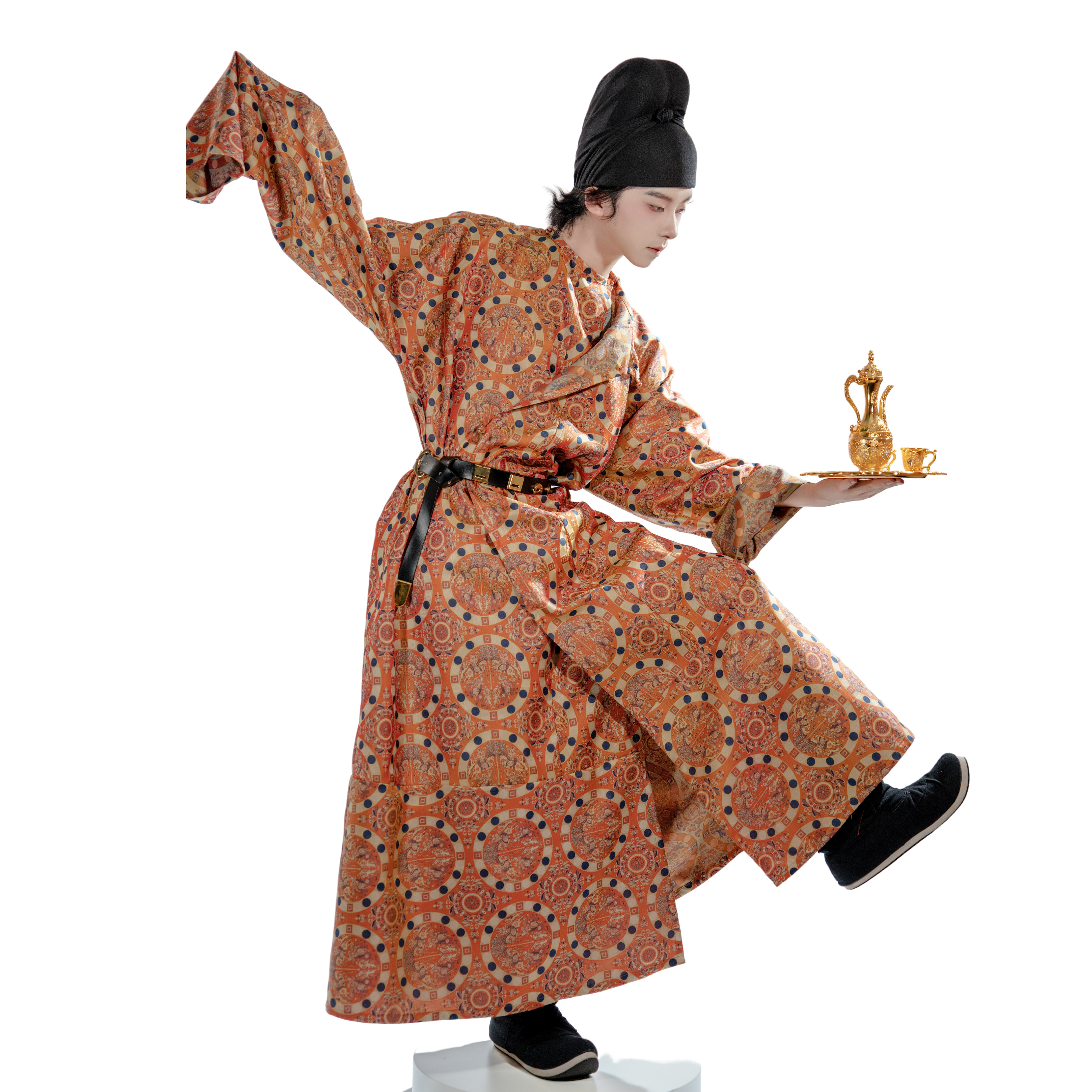 惜物国风 唐制汉服连珠天王狩猎纹仿蜀锦接襕袍缺胯圆领袍大放量