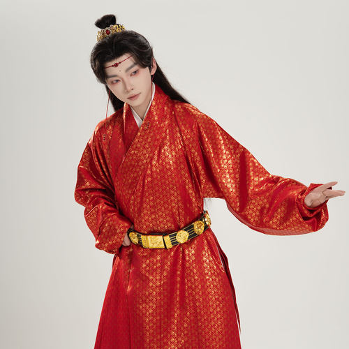 惜物国风 明制汉服明初织金菱形格子纹交领打褶长衫直裰日常百搭 - 封面