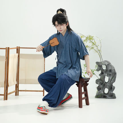 惜物国风 明制汉服横纹竹纤维中衣中裤短衫内搭单穿睡衣夏季汉服