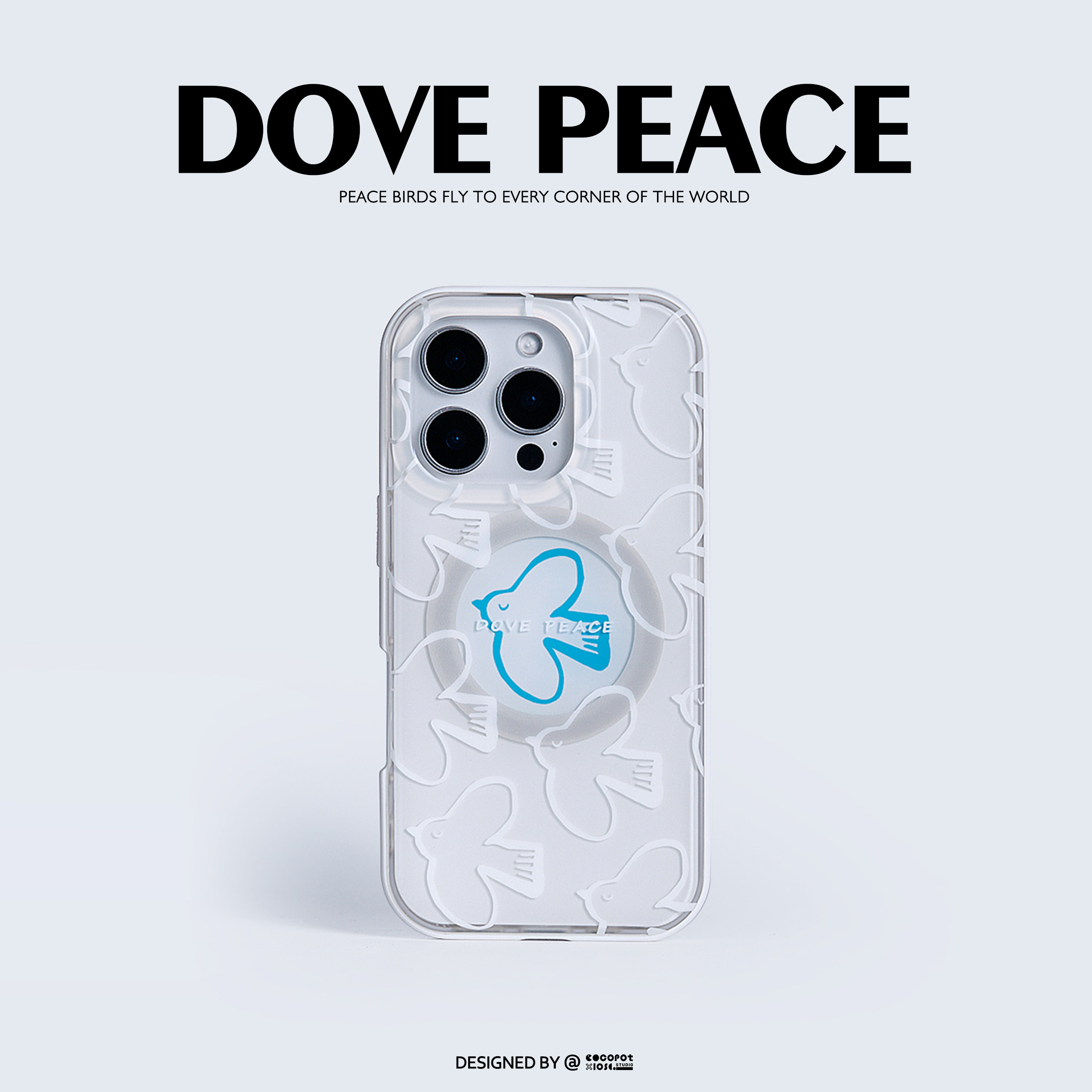 原创设计COCOPOT【Love&Peace】和平鸽 二合一可拆卸外边框 磨砂磁吸壳 适用于苹果17 16 15Pro Max 手机壳