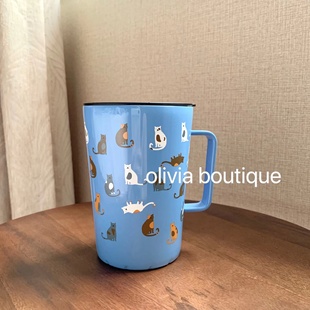 Swell猫咪图案室内不锈钢保温杯咖啡马克杯 445ml