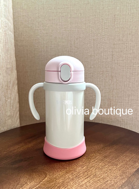 现货 日本本土Thermos膳魔师儿童吸管保温杯宝宝带把手双耳学饮杯