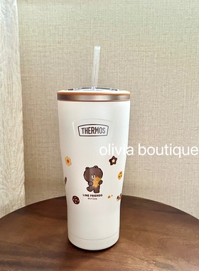 现货 THERMOS膳魔师布朗熊可妮兔联名不锈钢保温杯大容量吸管杯