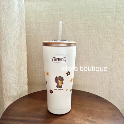 现货 THERMOS膳魔师布朗熊可妮兔联名不锈钢保温杯大容量吸管杯