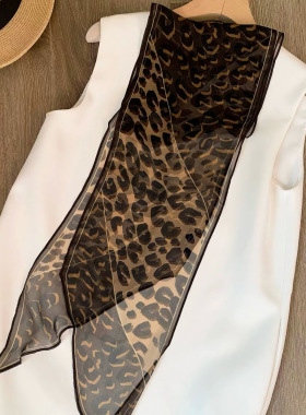 【豹纹】台版乔其纱长巾桑蚕丝飘带防晒围巾30*165cm