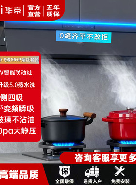 华帝小飞蝶S66P/S66W超薄变频油烟机大吸力蒸水洗家用燃气灶套装