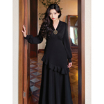 晨晓玫瑰｜秋冬原创针织连衣裙荷叶法式气质修身淑女长袖年会礼服