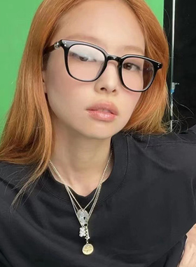 gm新款方框可配近视眼镜架jennie同款黑色镜框zen防蓝光素颜神神