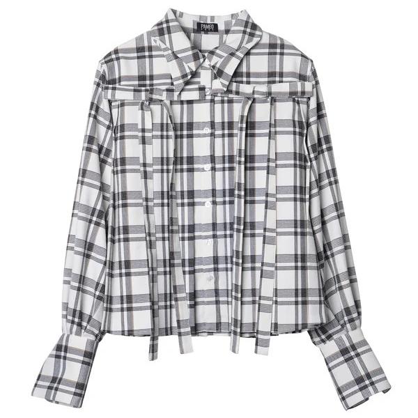 PAME0P0SE蝴蝶结系带格子衬衫