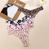 3条装 女 无痕健身内裤 高开叉丁字裤 女日常穿显腿长细边冰丝一片式