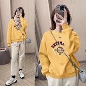 圆领卫衣女士2025年新款 上衣 无帽套头欧货宽松加绒长袖 秋冬季 薄款