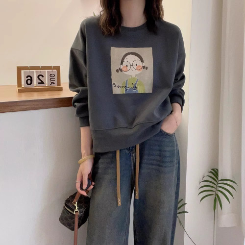 2026秋冬季新款女士卫衣圆领无帽上衣短款小个子女装爆款长袖洋气