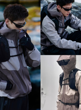 SALOMON 萨洛蒙白敬亭款户外登山硬壳冲锋衣夹克梅紫色防水款外套