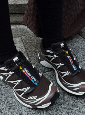 SALOMON萨洛蒙 XT-6 经典舒适减震包裹性支撑轻便跑步鞋咖啡棕