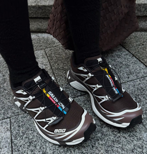SALOMON萨洛蒙 XT-6 经典舒适减震包裹性支撑轻便跑步鞋咖啡棕