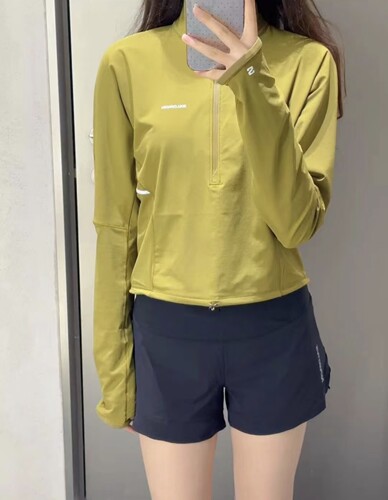 SALOMON户外女跑步运动长袖T恤SENSE AERO HYBD CP PLVR W