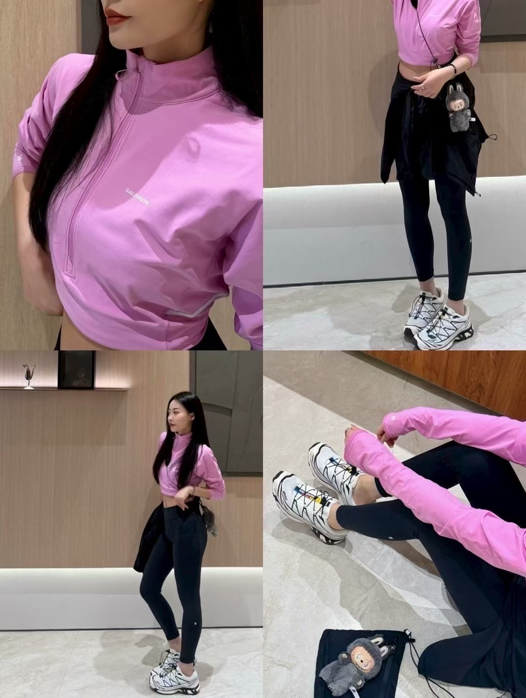 salomon萨洛蒙赵今麦同款仙女粉户外女弹力透气跑步长袖SENSEAERO