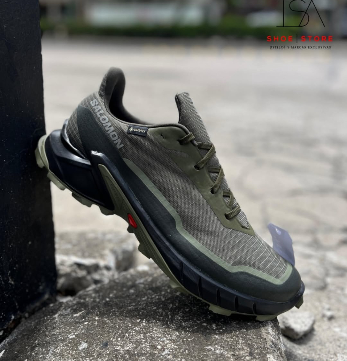 Salomon萨洛蒙运动户外防滑耐磨越野防水跑步鞋Alphacross5军绿色