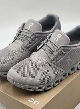 On昂跑Cloud 5银灰色低帮休闲鞋男女同款百搭舒适低帮生活休闲鞋