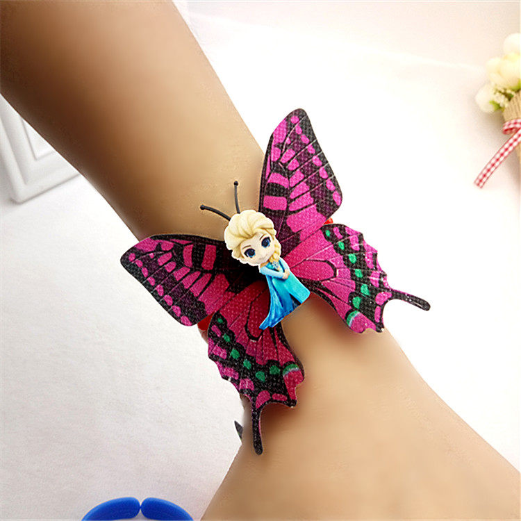 儿童饰品配饰蝴蝶手镯 艾莎苏菲亚糖果色塑料手环卡通女宝宝搭配