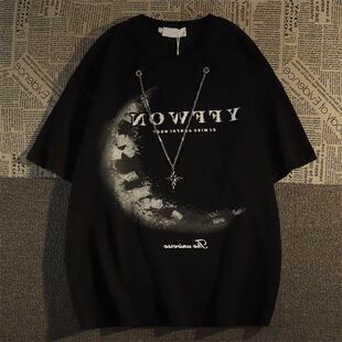 t恤男女半袖 潮牌字母印花街头项链宽松短袖 休闲情侣上衣 美式 夏季