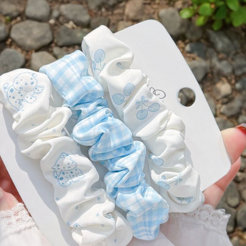 大肠韩系可爱头绳樱桃高级少女小肠秋冬甜美发圈碎花皮筋发饰发绳