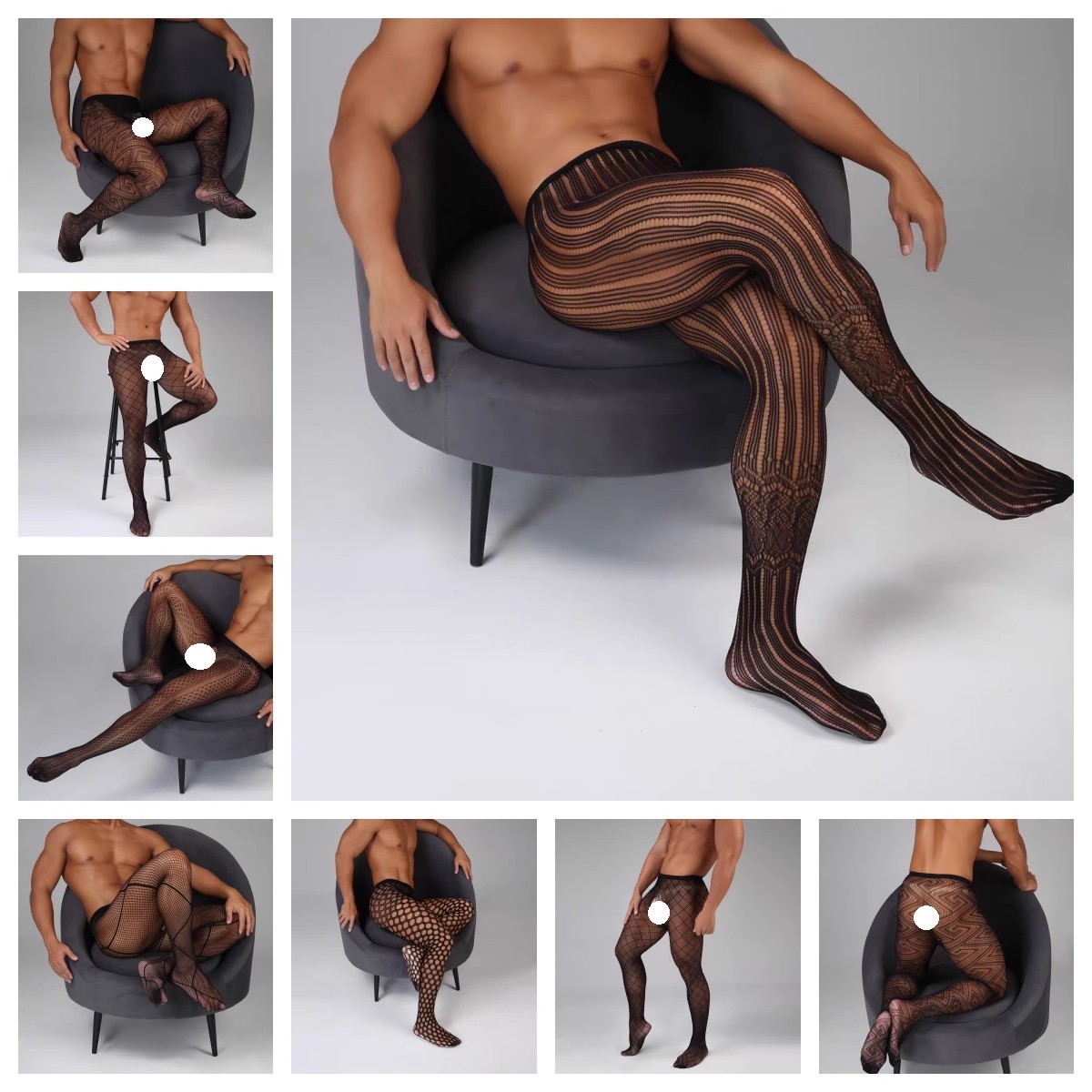 男士连裤袜渔网袜时尚男款舒适感纹身袜舒适恋打底袜子