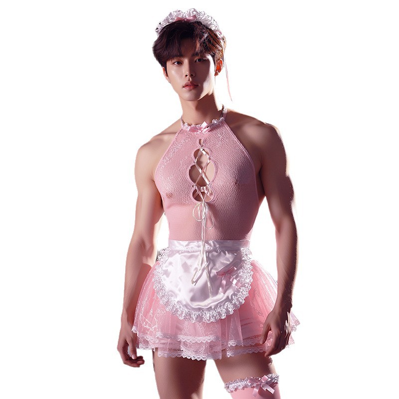 新品男士内衣粉色套装男士睡衣