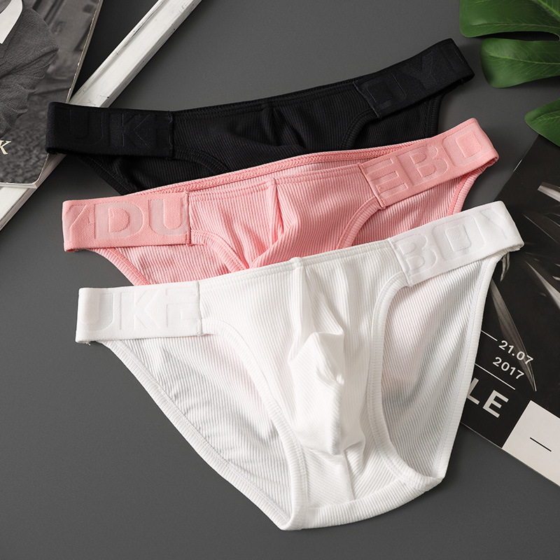 男士三角螺纹高叉内裤潮流低腰