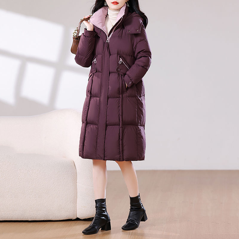 羽绒服女90白鸭绒高端轻奢加厚保暖2025年新款连帽冬季长款外套