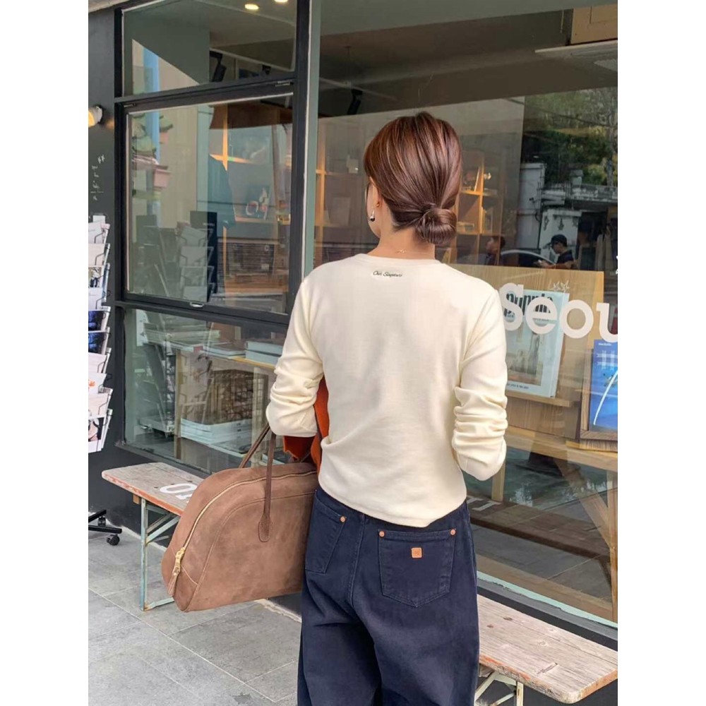 九1102韩国东大门t恤区signature-8686016秋季时尚通勤经典纯色