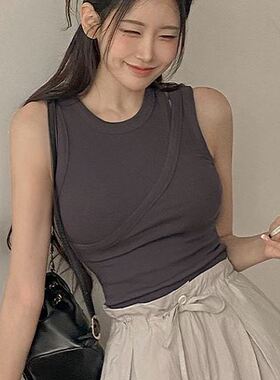 六0821韩国正品h-you--13513 背心区甜美原宿秋夏瑞丽韩版学院