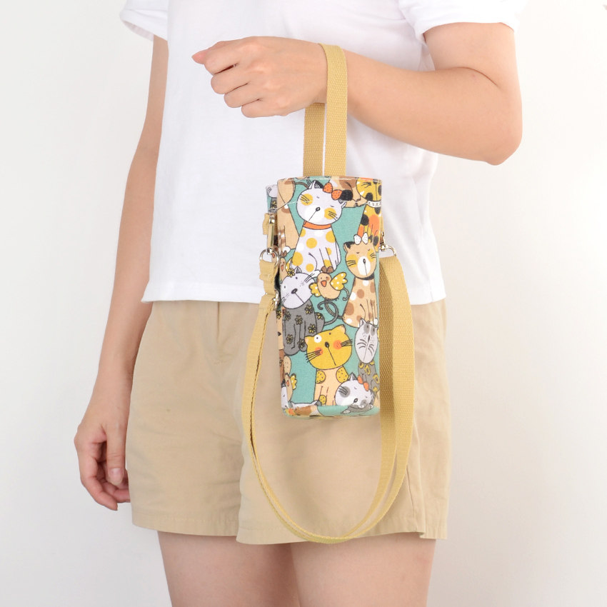 儿童学生保温杯袋防水杯套水壶套斜挎单肩水瓶外出帆布可爱手提袋,餐饮具,杯套,淘宝优惠券,粉丝福利购,淘宝优惠卷