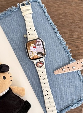 灯芯绒表带适用iwatch新款s11苹果S9卡通8765se手表小米9pro