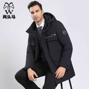 两头马中老年羽绒服男中长款爸爸装加厚冬款父亲大码短款保暖外套
