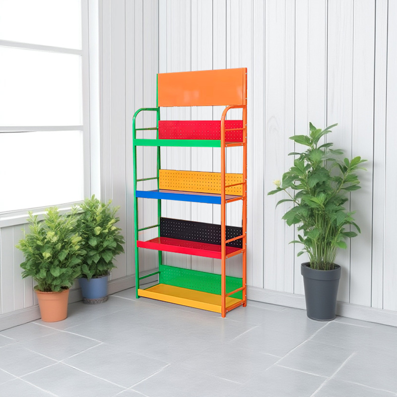 河南货架小红书推荐多巴胺彩虹润滑油便利店多层零食展示架置物架