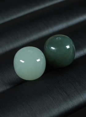 新疆和田玉老型珠单珠手串女青白色玉石散珠diy配珠青色手链男士