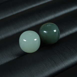 新疆和田玉老型珠单珠手串女青白色玉石散珠diy配珠青色手链男士