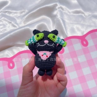 创意礼物纯手工钩织玩偶毛线钩针车挂包挂小鱼小猫挂件成品