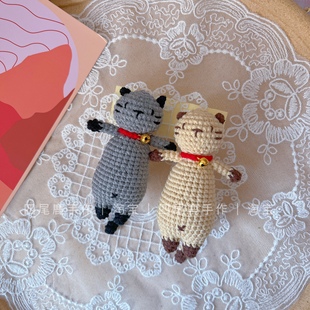 暹罗猫纯手工钩织玩偶挂件成品毛线编织可爱猫条包挂钥匙扣