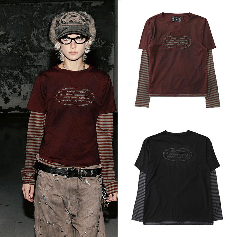 badblood美式复古条纹T恤