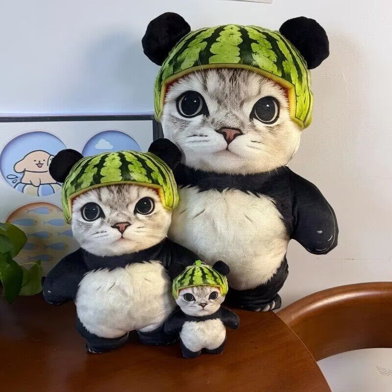 可爱西瓜熊猫抱枕耄耋熊猫抽象恶搞靠垫生日礼物送同学沙发靠枕