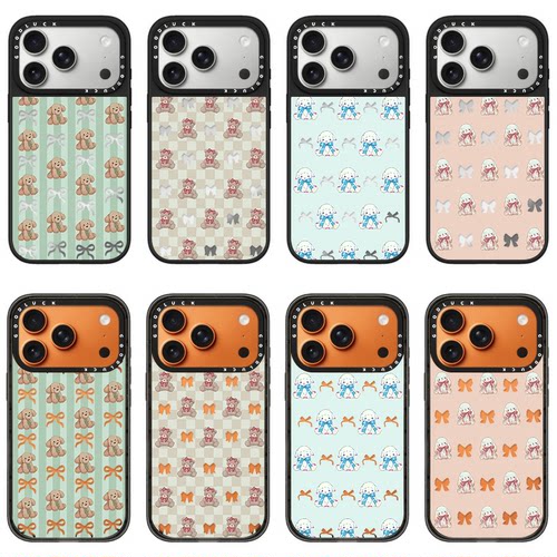 C家ASETi适用iPhone苹果18promax手机壳17promax/Air/16promax绿条纹小熊玩偶14promax亚克力18pro可爱18女