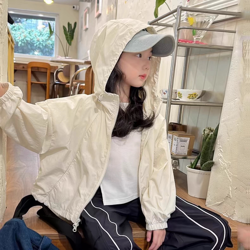 女童春季冲锋衣新款2024儿童休闲百搭甜美外套小女孩时髦气质风衣