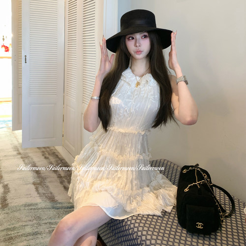 F PROJECT【就是大小姐】温柔贵气打褶无袖连衣裙背心裙