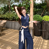 阔腿牛仔裤 两件套 牛仔套装 女背心马甲上衣 PROJECT 高阶丹宁
