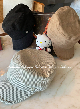 F PROJECT【帽子天才】显头型好看的纯色/条纹亚麻报童帽